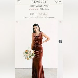 Revelry Bridesmaids dress - Faith. Color: Terracotta Size: 8. Good condition.